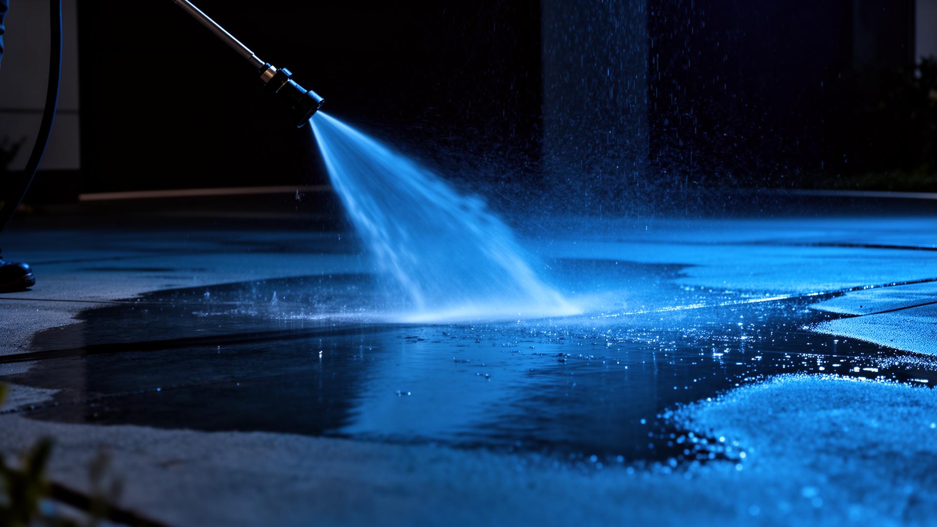 Pressure washing in action